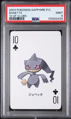 2003 POKEMON SAPPHIRE VERSION PLAYING CARDS 10 OF CLUBS BANETTE PSA 9 - Image 1