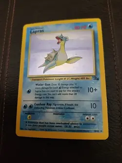 Lapras Fossil Edition Holo Pokemon Card EX/LP Condition Rare 10/62 Foil - Image 1