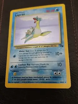 Lapras Fossil Edition Holo Pokemon Card EX/LP Condition Rare 10/62 Foil - Image 3