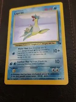 Lapras Fossil Edition Holo Pokemon Card EX/LP Condition Rare 10/62 Foil - Image 4