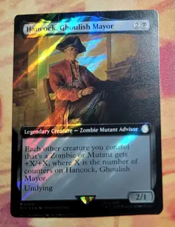 Hancock, Ghoulish Mayor (Extended Art) (Surge Foil) MTG Fallout (PIP) (NM) - Image 1