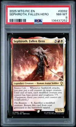 2025 MTG FINAL FANTASY COMMANDER #0092 SEPHIROTH, FALLEN HERO PSA 8 - Image 1
