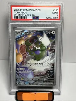 2025 POKEMON SVP EN-SV WHITE FLARE ETB PROMO #210 TORNADUS PSA 9 - Image 1