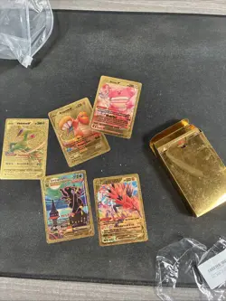 55 Pcs Gold Foil Pokemon Cards Lot - VMAX GX Rare Collectible Set Used - Image 1