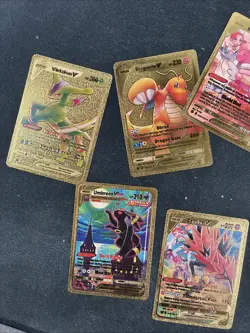 55 Pcs Gold Foil Pokemon Cards Lot - VMAX GX Rare Collectible Set Used - Image 2