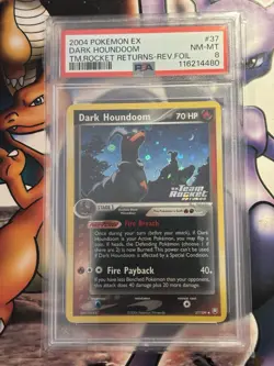 2004 Pokemon EX ~ Rocket Returns ~ Dark Houndoom Rev. Foil #37 ~ PSA 8 NM-MT - Image 1