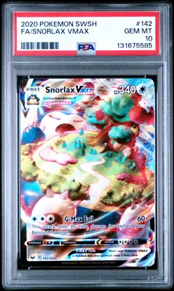 2020 POKEMON SWORD & SHIELD #142 FULL ART/SNORLAX VMAX PSA 10 - Image 1