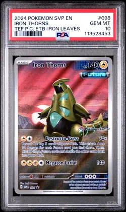 2024 POKEMON TEMPORAL FORCES POKEMON CENTER ETB PROMO #098 IRON THORNS PSA 10 - Image 1