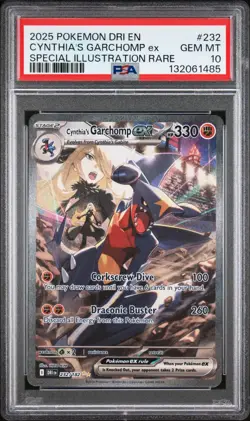 2025 Pokemon DRI En Cynthia's Garchomp Ex Special Illustration Rare #232 PSA 10 - Image 1