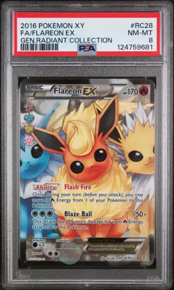 2016 POKEMON XY GENERATIONS RADIANT COLLECTION #RC28 FULL ART/FLAREON EX PSA 8 - Image 1