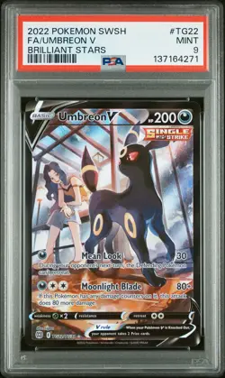 2022 POKEMON SWORD & SHIELD BRILLIANT STARS #TG22 FULL ART/UMBREON V PSA 9 - Image 1