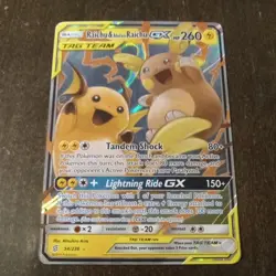 Raichu & Alolan Raichu GX 54/236 Pokemon TCG Sun & Moon Unified Minds 2019 - Image 1