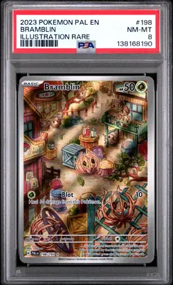 2023 POKEMON PAL EN-PALDEA EVOLVED ILLUSTRATION RARE #198 BRAMBLIN PSA 8 - Image 1