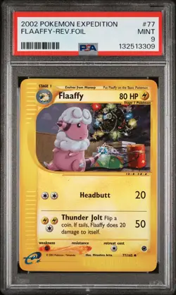 2002 POKEMON EXPEDITION #77 FLAAFFY-REVERSE FOIL PSA 9 - Image 1