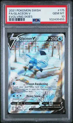 2021 Pokemon Sword & Shield Evolving Skies Glaceon V #175 FA PSA 10 GEM MINT - Image 1