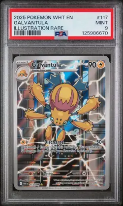 2025 POKEMON WHT EN-WHITE FLARE ILLUSTRATION RARE #117 GALVANTULA PSA 9 - Image 1