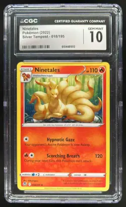 2022 Pokemon SWSH Silver Tempest Ninetales #018/195 CGC 10 - Image 1