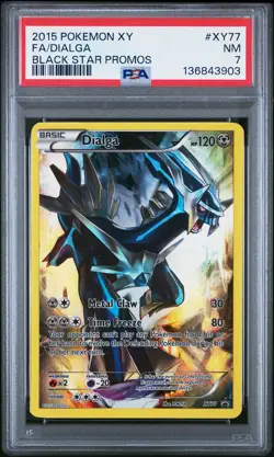 2015 POKEMON XY BLACK STAR PROMOS #XY77 FULL ART/DIALGA PSA 7 - Image 1