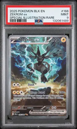 2025 Pokemon Black Bolt BLK En Zekrom Ex Special Illustration Rare #166 PSA 9 - Image 1