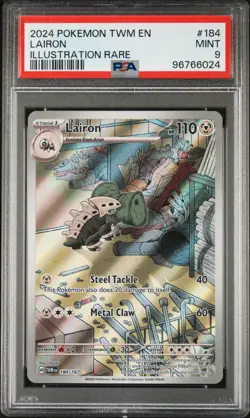 2024 POKEMON TWM EN-TWILIGHT MASQUERADE ILLUSTRATION RARE #184 LAIRON PSA 9 - Image 1
