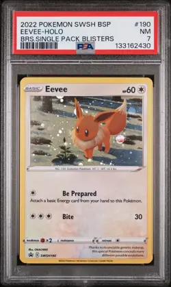 2022 POKEMON SWSH BLACK STAR PROMO #190 EEVEE-HOLO PSA 7 - Image 1