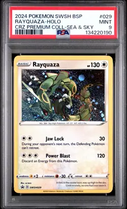 2024 POKEMON SWSH PROMO CROWN ZENITH PREMIUM COLLECTION #029 RAYQUAZA-HOLO PSA 9 - Image 1