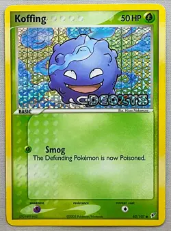 Pokemon Koffing #62/107 Reverse Holo Common - 2005 EX Deoxys - NM to MT Cond. - Image 1