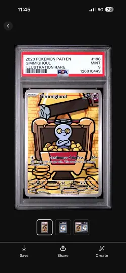 2023 POKEMON PAR EN-PARADOX RIFT ILLUSTRATION RARE #198 GIMMIGHOUL PSA 9 - Image 1
