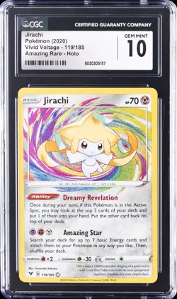 2020 POKEMON VIVID VOLTAGE AMAZING RARE-HOLO #119/185 JIRACHI CGC 10 GEM MINT - Image 1