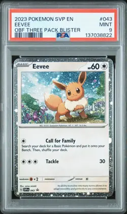 2023 POKEMON OBSIDIAN FLAMES THREE PACK BLISTER PROMO #043 EEVEE PSA 9 - Image 1