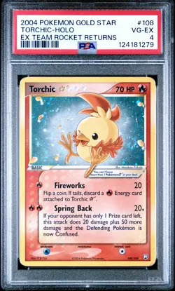 2004 POKEMON EX TEAM ROCKET RETURNS GOLD STAR #108 TORCHIC-HOLO PSA 4 - Image 1
