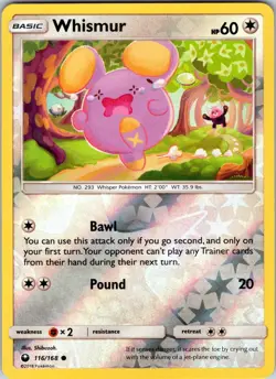 Whismur (116) 116/168 SM - Celestial Storm Pokemon TCG LP Reverse Holo - Image 1