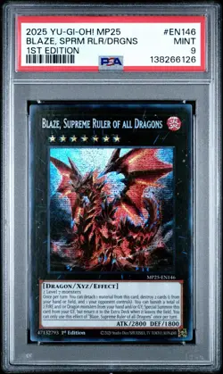 2025 PSA 9 YUGIOH MP25 SECRET RARE BLAZE SUPREME RULER OF ALL DRAGONS 🔥 - Image 1