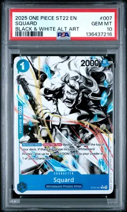 2025 ONE PIECE STARTER DECK ST22-ACE & NEWGATE B&W ALTERNATE ART SQUARD PSA 10 - Image 1