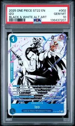 2025 ONE PIECE STARTER DECK ST22-ACE & NEWGATE B&W ALTERNATE ART #002 IZO PSA 10 - Image 1
