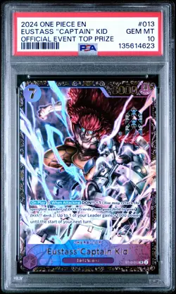 2024 ONE PIECE PROMOS OFFICIAL EVENT TOP PRIZE #013 EUSTASS "CAPTAIN" KID PSA 10 - Image 1