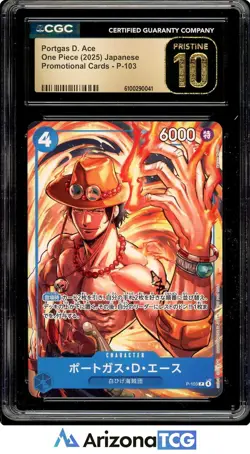 One Piece 2025 Portgas D. Ace P-103 One Piece Japanese Promo BLACK LABEL CGC 10 - Image 1