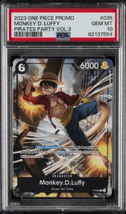 2023 ONE PIECE PROMOS PIRATES PARTY VOL.3 #035 MONKEY D. LUFFY PSA 10 - Image 1