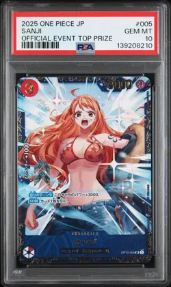 2025 ONE PIECE JAPANESE PROMOS OFFICIAL EVENT TOP PRIZE #005 SANJI PSA 10 - Image 1