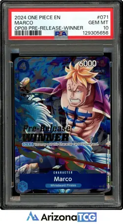 One Piece 2024 Marco 071 Pre-Release Winner OP08 GEM MT PSA 10 - Image 1