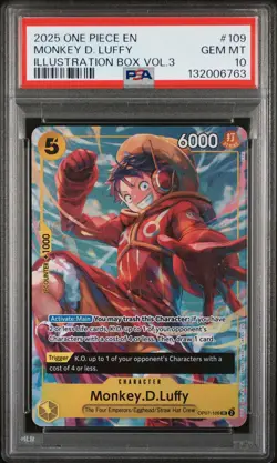 2025 ONE PIECE PROMOS ILLUSTRATION BOX VOL.3 #109 MONKEY D. LUFFY PSA 10 - Image 1