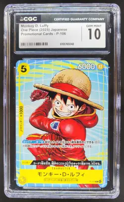 2025 ONE PIECE CCG MONKEY D. LUFFY JAPANESE PROMO P-106 CGC 10 B RC7 - Image 1
