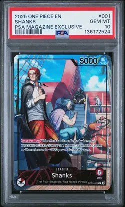 2025 ONE PIECE PROMOS PSA MAGAZINE EXCLUSIVE #001 SHANKS PSA 10 - Image 1
