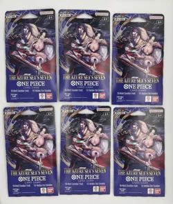 One Piece OP14 The Azure Sea’s Seven Sleeved Booster Pack Lot Of 6 - In Hand - Image 1
