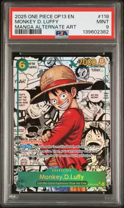 2025 ONE PIECE CARRYING ON HIS WILL MANGA ALT ART #118 MONKEY D. LUFFY PSA 9 - Image 1
