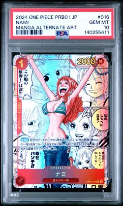2024 ONE PIECE JAPANESE PRB01-PREMIUM BOOSTER MANGA ALT ART #016 NAMI PSA 10 - Image 1