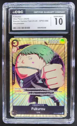 2024 ONE PIECE CCG FUKUROU BANDAI GAMES FEST OP03-088 CGC 10 B RC7 - Image 1