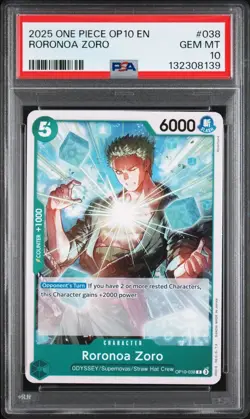 2025 One Piece OP10 En Roronoa Zoro Royal Blood #038 PSA 10 Gem Mint - Image 1