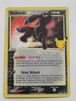 Umbreon Gold Star 17/17 Celebrations Classic Collection Holo Card NM Condition - Image 1