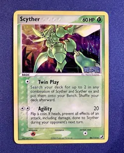Scyther Reverse Holo 46/115 ex Unseen Forces 2005 Pokemon Card LP! Stamped - Image 1